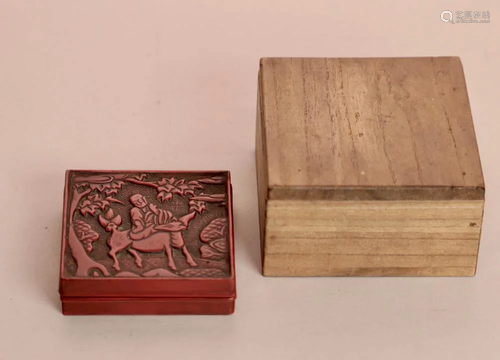 Chinese Cinnebar Box with Old Sage