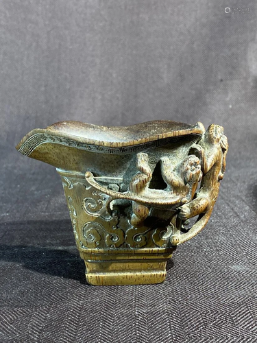 Chinese carved Bamboo Cup with Dragon