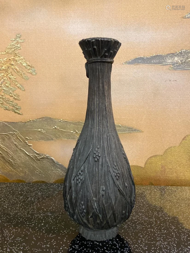Japanese Bronze Vase - Wheat Flower