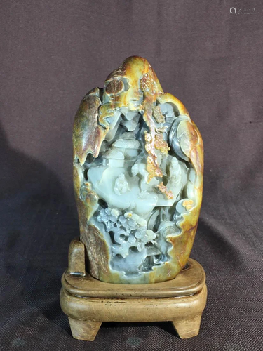 Chinese Nephrite Boulder with Scholar Scene