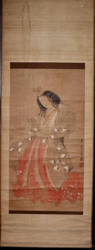 Japanese Ukiyo-e Scroll Painting of a Women - with