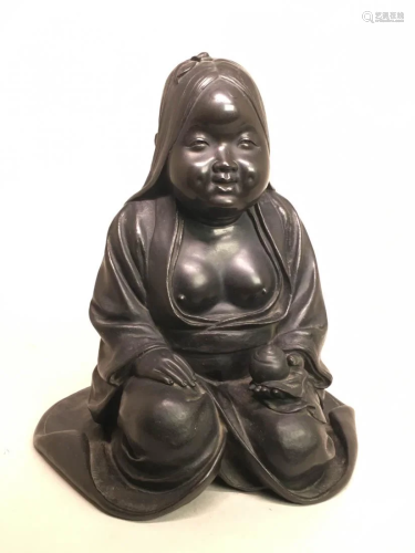 Japanese Meiji Bronze Model of Half Nude Girl