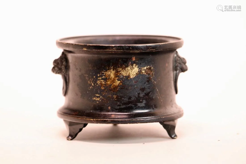 Chinese Bronze Censer with Foolion Mask