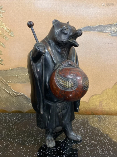 Japanese Bronze Figurine of Fox Diety