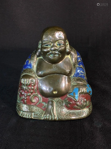 Chinese 18/19th cen Copper Enamled Habby Buddha