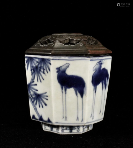 Japanese 18th cen Arita Blue White Porcelain Censer
