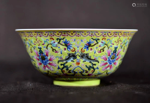 Chinese Famille Rose Porcelain Bowl with Lotus