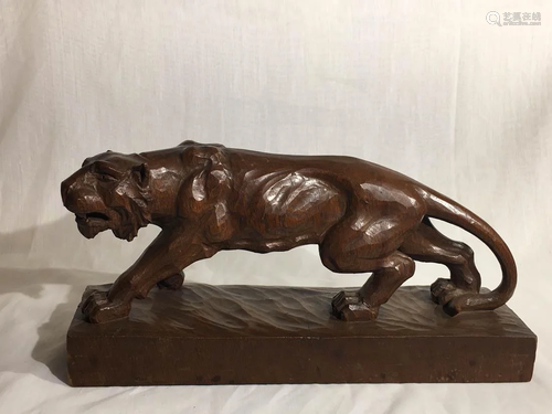 Japanese Carved Wood Tiger