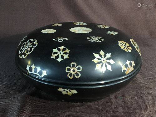 Chinese Black Lacquer Box with MOP