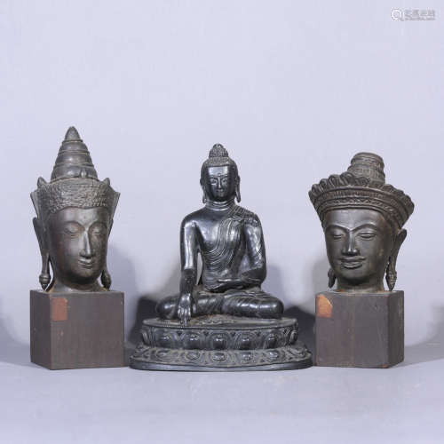十八世紀 銅釋迦牟尼 連喜馬拉雅山佛頭 共三件