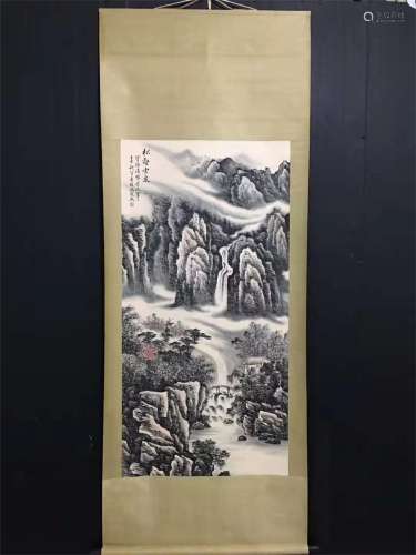 A Chinese Scroll Painting by Feng Chaoran of Landscape