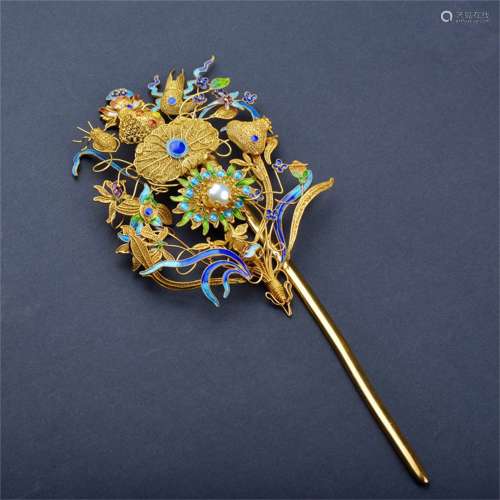 An Ancient Chinese Silver Royal Headware(Ancient Chinese Hairpin)