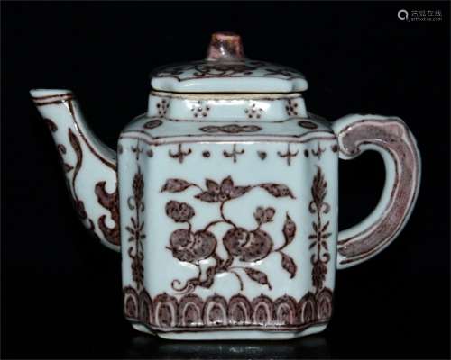 An Ancient Under-glaze Red Chinese Porcelain Teapot