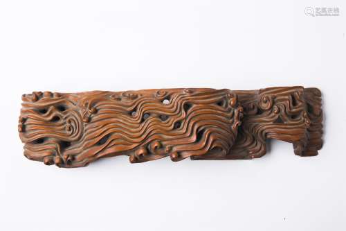 An Ancient Chinese Wooden Brush Pen Rack Carved with the Pattern of Sea Wave