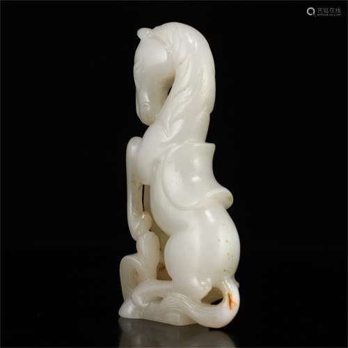 A Chinese Carved Horse Decoration Made of Hetian Jade(With the Meaning of Success)