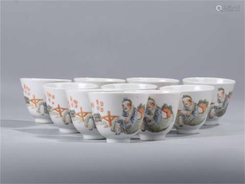 A Set of Ancient Chinese Porcelain Cups