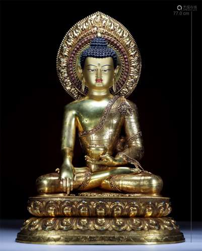 An Ancient Gilt Bronze Buddha Statue(Shakyamuni)