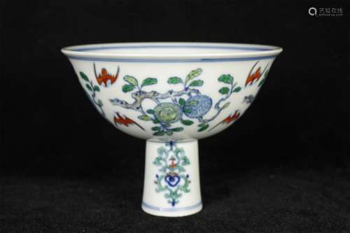 An Ancient Contending Colours Chinese Porcelain Wine Cup