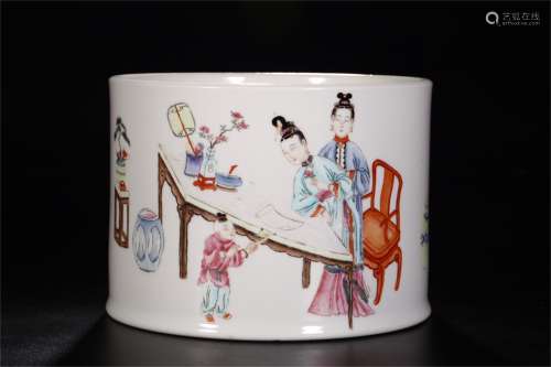 An Ancient Pastel Chinese Porcelain Brush Pot