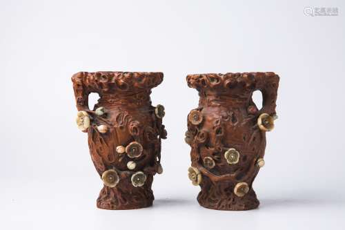 A Pair of Ancient Chinese Wooden Vases