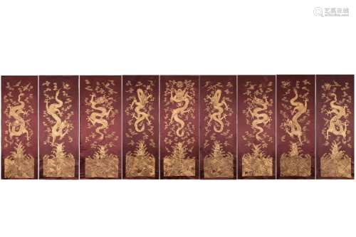 A Set of Ancient Chinese Embroideries with the Pattern of Dragons