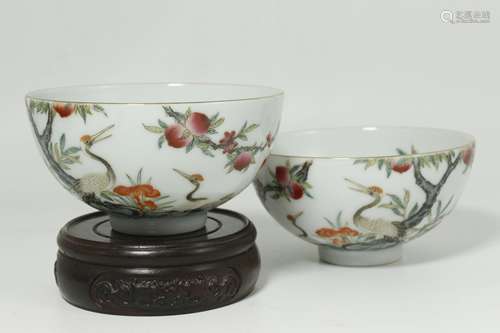 A Pair of Chinese Famille-Rose Porcelain Cups