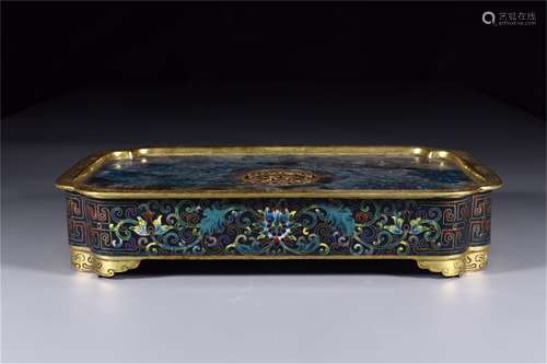 A Chinese Gilt Bronze Tea Tray