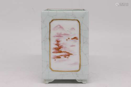 A Chinese Famille-Rose Porcelain Brush Pot