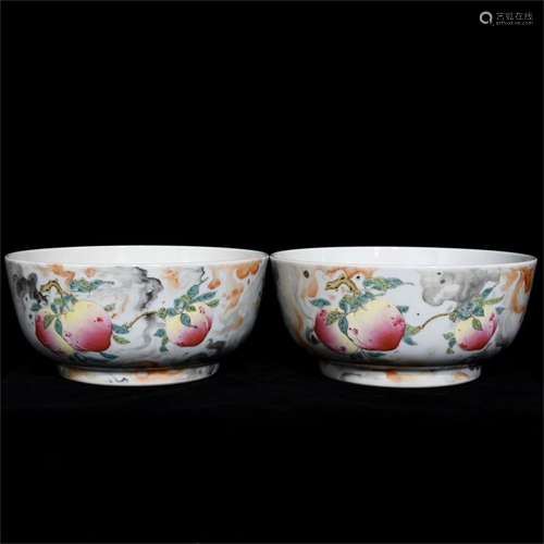 A Pair of Chinese Famille-Rose Porcelain Bowls