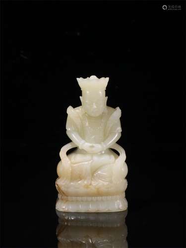 A Chinese Carved Jade Figure of Buddha