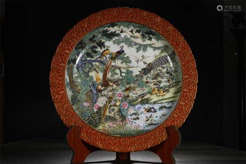 A Chinese Iron-Red Glazed Porcelain Plate