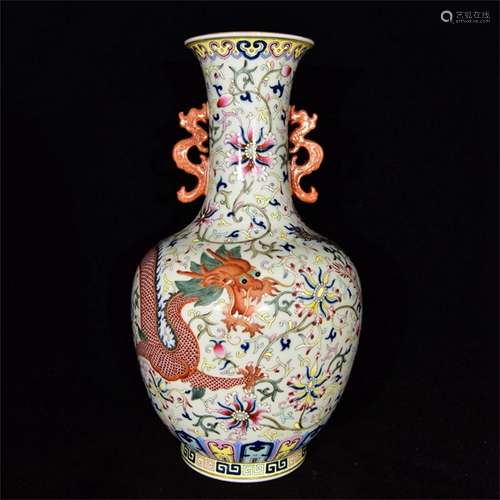 A Chinese Famille-Rose Porcelain Vase