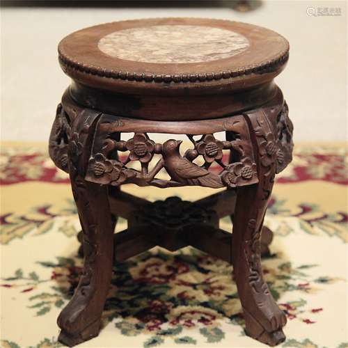 A Chinese Carved Rosewood Stand