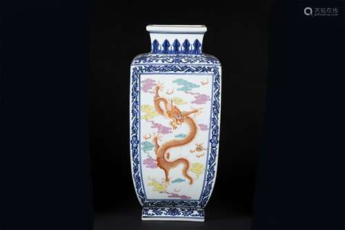 A Chinese Blue and White Famille-Rose Porcelain Vase