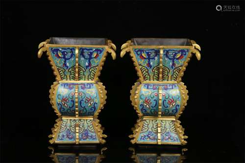 A Pair of Chinese Cloisonne Vase