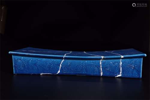 A Chinese Blue Glazed Porcelain Pillow