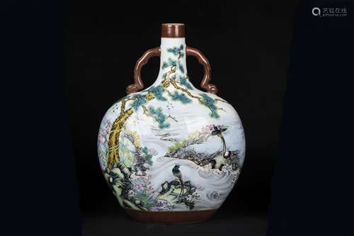 A Chinese Famille-Rose Porcelain Vase