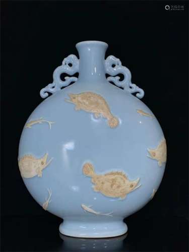 A Chinese Blue Glazed Porcelain Vase