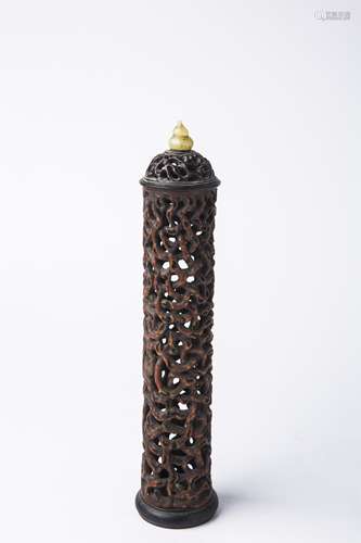 A Chinese Carved Bamboo Incense Burner