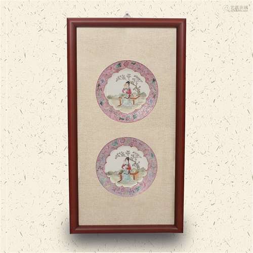 A Chinese Famille-Rose Porcelain Hanging Plaque