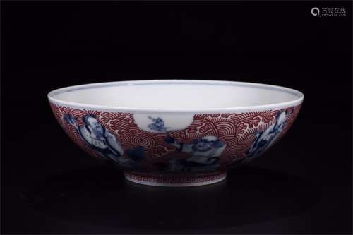 A Chinese Iron-Red Blue and White Porcelain Bowl