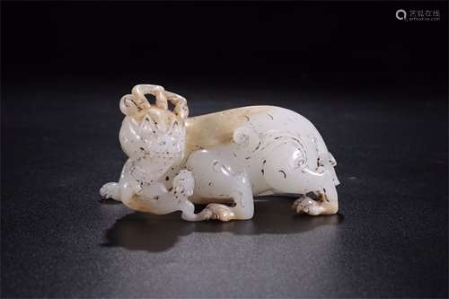 A Chinese Carved Jade Foo-Dog Decoration