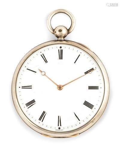 Large Breguet pocket watch in silver case with secret signature and extract from the family register. Paris, circa 1838. D. 6.5 cm. Rare 