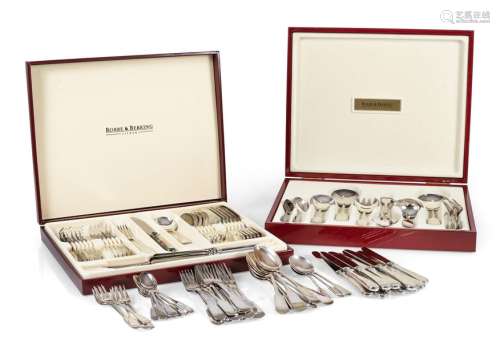 CUTLERY, ROBBE & BERKING,. 925, 3,4KG.SI, KNIFE 1,1KG. TWO ETUIS. Provenance: Collection of the Stuttgart entrepreneur and art lover Wolfgang Osterloh.