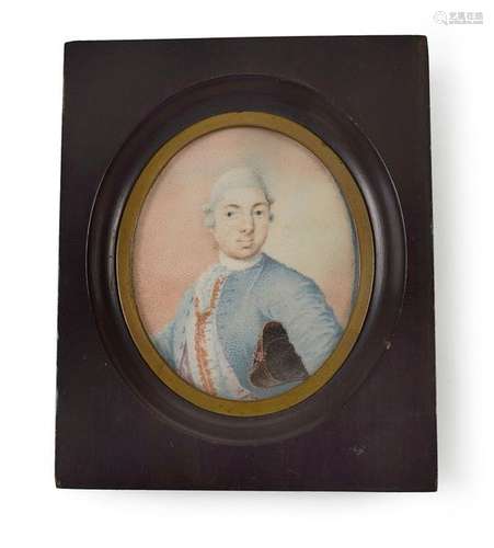 PORTRAIT EINES ROCOCOEDEL-. MANNES, GOUACHE, ENDE 18.JH. H. 7.5 CM.