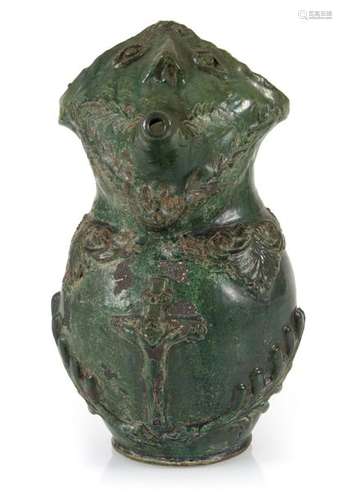 PRANKSTER, GREEN GLAZED,. PROBABLY TRANSYLVANIA, 19TH CENTURY H. 28 CM.