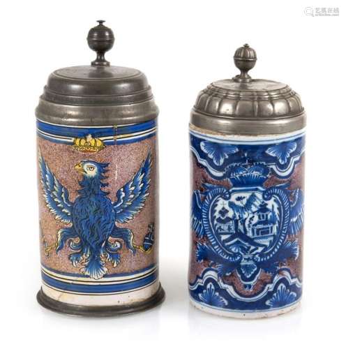 TWO ROLLER JUGS, THURINGIA,. 18TH CENTURY, AMONG OTHERS BRAND 