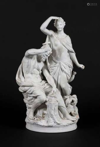 VULKAN, VENUS UND AMOR, KPM. BERLIN, ENDE 19.JH., WEISS. H. 35 CM.