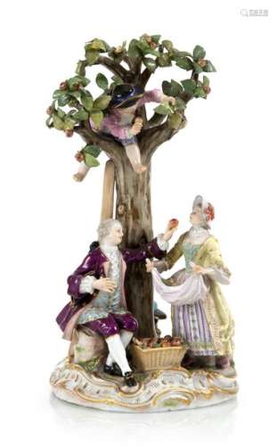 GÄRTNERGRUPPE, MEISSEN, UM. 1880, MODELLNR.2229, STAFFIERT. H. 25 CM.