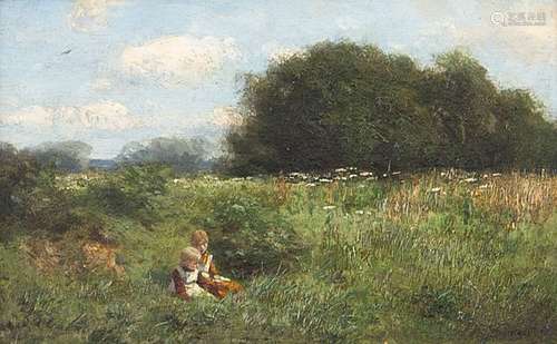 BEZ. A. SPLITTGERBER. KINDER AUF DER WIESE. 12.5 X 19.5 CM.